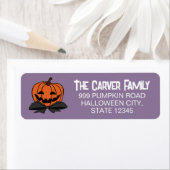 Gesneden Pompoen Zwart Bow-Stropdas Paarse Hallowe Etiket (Insitu)