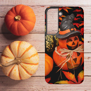 Gesneden pompoenen en herfstbladeren samsung galaxy hoesje