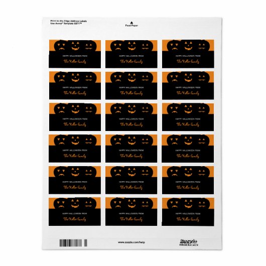 Gesneden Pompoenen Halloween Cadeau Labels (Full Sheet)