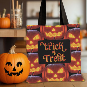 Gesneden Pompoenen Halloween Snoepzak Tote Bag