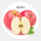 Gesneden rode appels ronde sticker (Voorkant)