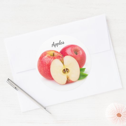 Gesneden rode appels ronde sticker (Envelop)