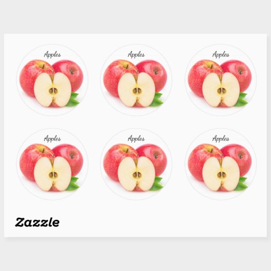 Gesneden rode appels ronde sticker (Vel)
