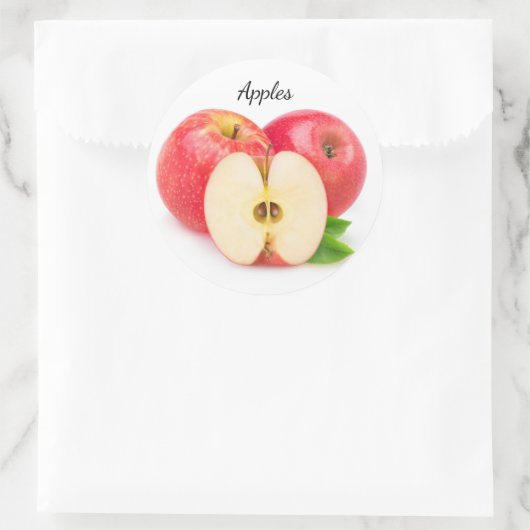 Gesneden rode appels ronde sticker (Tas)