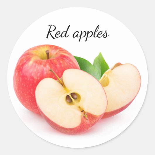 Gesneden rode appels ronde sticker (Voorkant)
