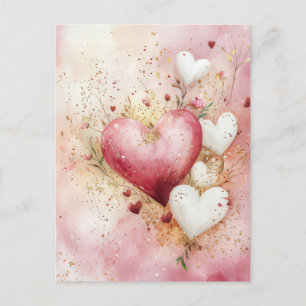 Gesneden roze en witte harten Valentijnsgroet Briefkaart