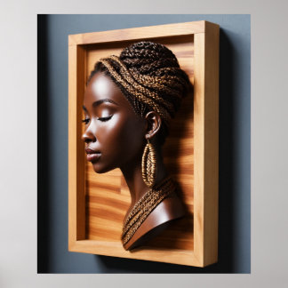 "Gesneden schoonheid: 3D gevlochten kapsel muurkun Poster