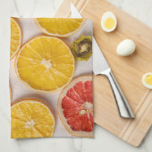 Gesneden Sinaasappels pompelmoes en kiwi-patroonvr Theedoek (Quarter Fold)