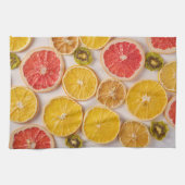 Gesneden Sinaasappels pompelmoes en kiwi-patroonvr Theedoek (Horizontaal)