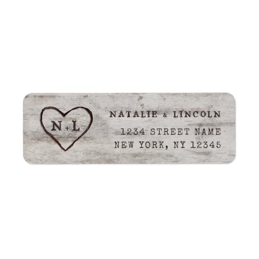 Gesneden Sweethearts Monogram Bruiloft Retouradres Etiket (Voorkant)