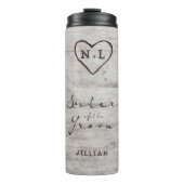 Gesneden Sweethearts Monogram Zuster van de bruide Thermosbeker (Voorkant)