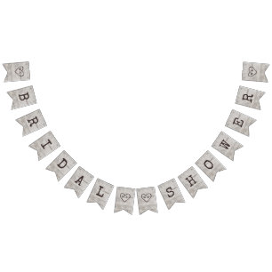 Gesneden Sweethearts Rustiek Berken Vrijgezellenfe Vlaggetjes