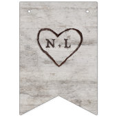 Gesneden Sweethearts Rustiek Berken Vrijgezellenfe Vlaggetjes (Eerste vlag)