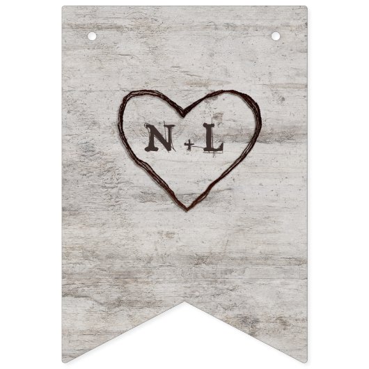 Gesneden Sweethearts Rustiek Berken Vrijgezellenfe Vlaggetjes (Eerste vlag)