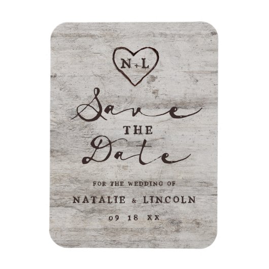 Gesneden Sweethearts Rustiek Berkenhout Save the D Magneet (Verticaal)