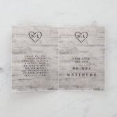 Gesneden Sweethearts rustieke aangepaste bruiloft Bedankkaart (Binnen)