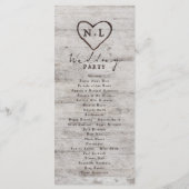 Gesneden Sweethearts rustieke berk bruiloft ceremo Programmakaart (Achterkant)