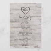 Gesneden Sweethearts rustieke berk bruiloft ceremo Programmakaart (Achterkant)