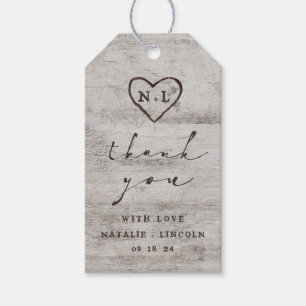 Gesneden Sweethearts rustieke berk bruiloft dank u Cadeaulabel