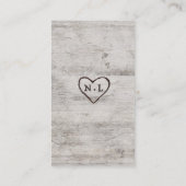 Gesneden Sweethearts rustieke berk bruiloft detail Informatiekaartje (Achterkant)