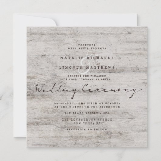 Gesneden Sweethearts rustieke berk bruiloft plein Kaart (Voorkant)