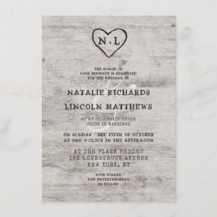 Gesneden Sweethearts Rustieke Berk Hout Bruiloft Kaart