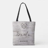 Gesneden Sweethearts Rustieke Berk Monogram Bruid Tote Bag (Achterkant)