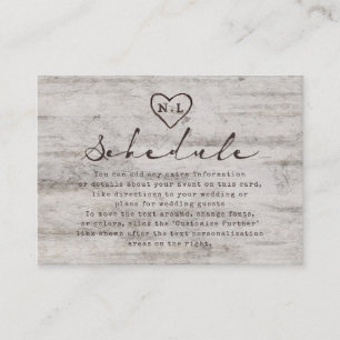 Gesneden Sweethearts Rustieke Berk Trouwschema Informatiekaartje