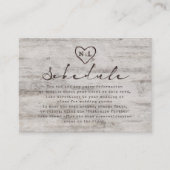 Gesneden Sweethearts Rustieke Berk Trouwschema Informatiekaartje (Voorkant)