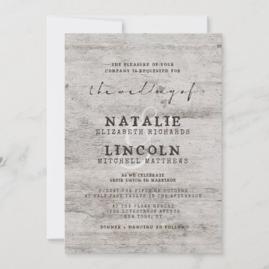 Gesneden Sweethearts Rustieke Berk Wood Tree Bruil Kaart (Voorkant)