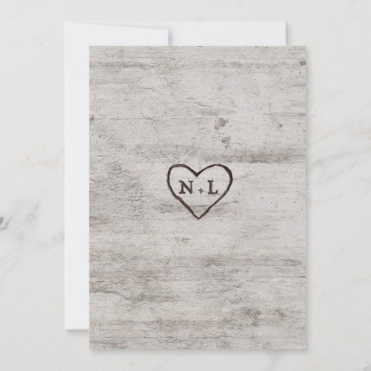 Gesneden Sweethearts Rustieke Berk Wood Tree Bruil Kaart (Achterkant)