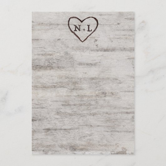 Gesneden Sweethearts Rustieke Berk Wood Tree Dinne Menu (Achterkant)