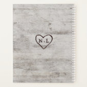 Gesneden Sweethearts Rustieke Berken Hout Huwelijk Planner (Achterkant)