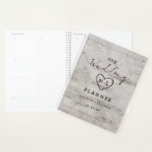 Gesneden Sweethearts Rustieke Berken Hout Huwelijk Planner (Display)