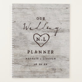 Gesneden Sweethearts Rustieke Berken Hout Huwelijk Planner