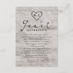 Gesneden Sweethearts Rustieke Boom Bruiloft Inform Informatiekaartje