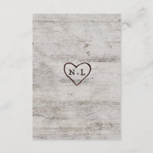 Gesneden Sweethearts Rustieke Boom Bruiloft Inform Informatiekaartje (Achterkant)