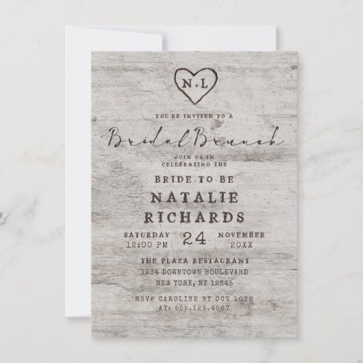 Gesneden Sweethearts rustieke bruids brunch douche Kaart (Voorkant)