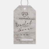 Gesneden Sweethearts Rustieke Bruids Display Douch Cadeaulabel (Voorkant)