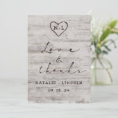 Gesneden Sweethearts Rustieke Bruiloft Liefde en B Bedankkaart (Staand voorkant)