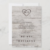 Gesneden Sweethearts Rustieke Bruiloft Liefde en B Bedankkaart (Achterkant)