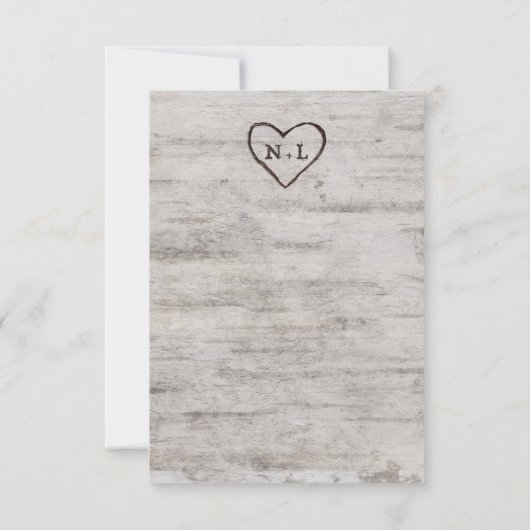 Gesneden Sweethearts Rustieke Bruiloft Repetitie D Kaart (Achterkant)