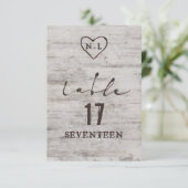 Gesneden Sweethearts Rustieke Bruiloft Tafelnummer (Staand voorkant)