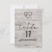 Gesneden Sweethearts Rustieke Bruiloft Tafelnummer (Achterkant)