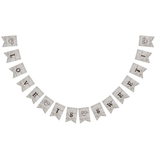 Gesneden Sweethearts Rustieke Liefde is Zoete Brui Vlaggetjes (Alle)