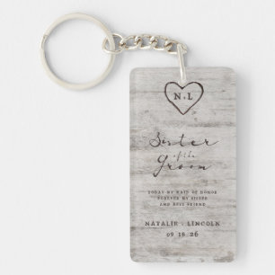 Gesneden Sweethearts Tree Sister of the Groom Quot Sleutelhanger