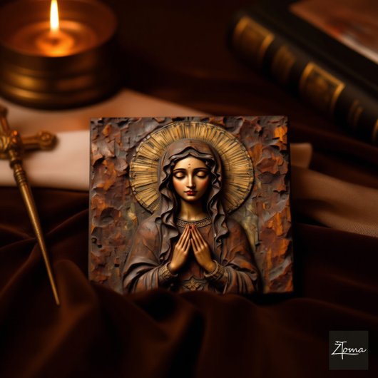 Gesneden Toewijding Houten Maria Etiket