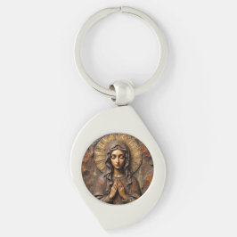 Gesneden Toewijding Houten Maria Sleutelhanger