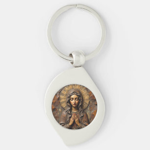 Gesneden Toewijding  Houten Maria Sleutelhanger