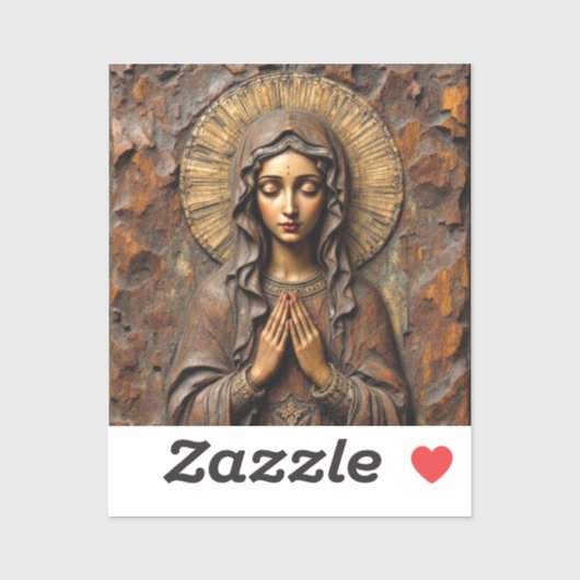 Gesneden Toewijding Houten Maria Sticker (Vel)